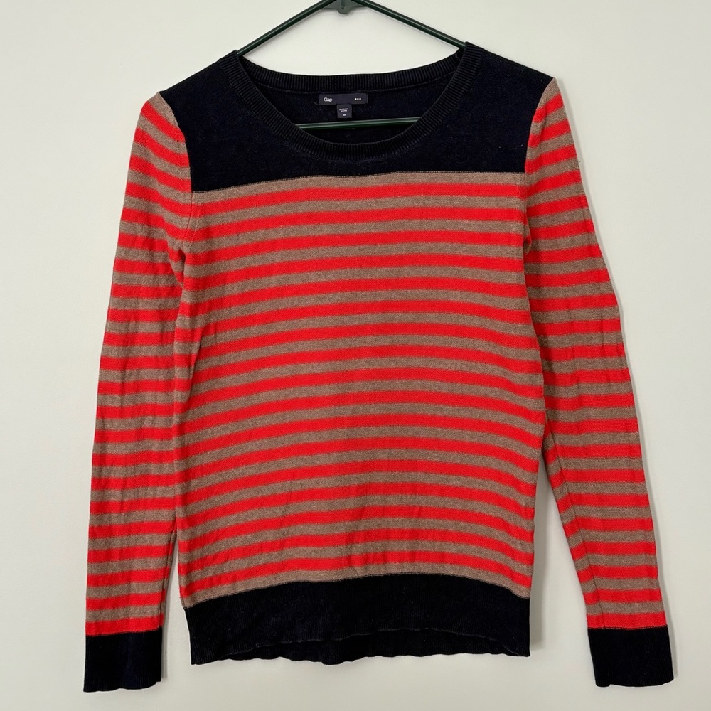 GAP Orange and Beige Stripe Sweater